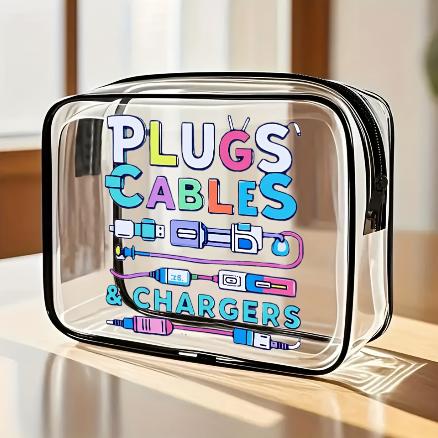 Tech Accessories Travel Case - Bolsa organizadora de cables transparente grande